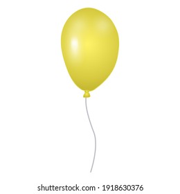 Yellow balloon isolated on white background. Template for postcard, banner, poster, web design. Hand Drawn vector illustration.