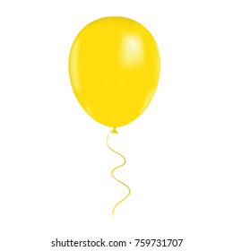Yellow balloon isolated on a white background