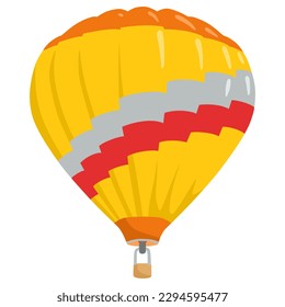 yellow balloon with red and gray stripe