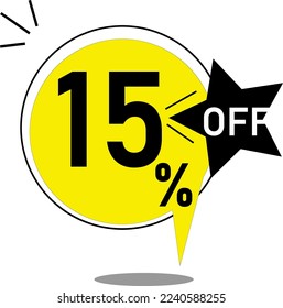 Yellow balloon sale 15% off. Balloon yellow 15 percent discount offer. Fifteen percent off 