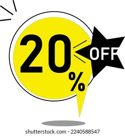 Yellow balloon sale 20% off. Balloon yellow 20 percent discount offer. twenty percent off