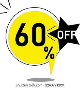 Yellow balloon sale 60% off. Balloon yellow 60 percent discount offer. Sixty percent off