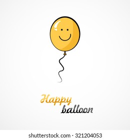 Yellow balloon with smile on white background