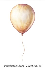 A yellow balloon with a stem is drawn on a white background. The balloon is the main focus of the image, and it is floating in the air. Scene is light and playful