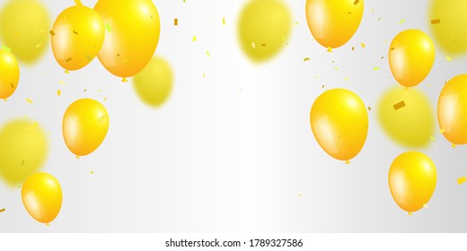 Yellow balloons confetti concept design Celebration Vector illustration.