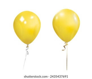 Yellow balloons and golden star confetti for birthday party or balloon festival design.