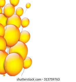 Yellow balloons on a white background