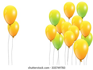 Yellow balloons on white background,Vector illustration