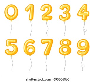 Yellow balloons shaped of numbers illustration