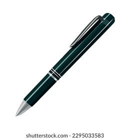 Yellow ballpoint pen on white paper background isolated