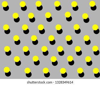 yellow balls pattern with shadow on gray background