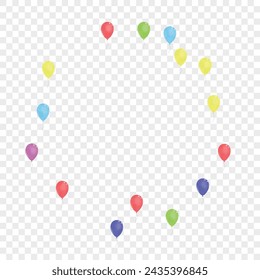 Yellow Baloon Background Transparent Vector. Air Ribbon Design. Purple Celebration. Colorful Balloon. Surprise Celebrate Banner.