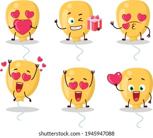 Yellow Baloon cartoon character with love cute emoticon