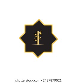 yellow bamboo religious logo design emblem design vector