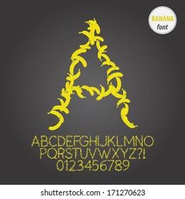 Yellow Banana Alphabet and Digit Vector