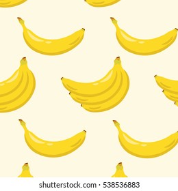 Yellow banana background pattern. Sweet tropical fruit illustration with white background. Vector illustration.