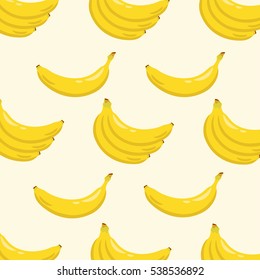 Yellow banana background pattern. Sweet tropical fruit illustration with white background. Vector illustration.