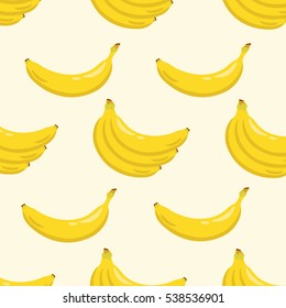 Yellow banana background pattern. Sweet tropical fruit illustration with white background. Vector illustration.