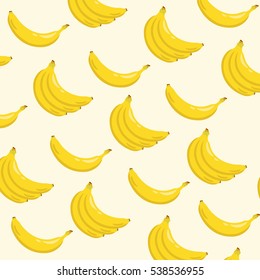 Patrón de fondo de plátano amarillo. Dibujo dulce de frutas tropicales con fondo blanco. Ilustración vectorial.