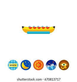 Yellow banana boat vector icon