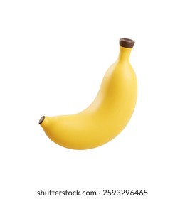 Yellow banana with brown tips on white background in simple composition and studio lighting