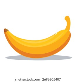 Gelbe Banane, die einen Schatten auf weißem Hintergrund wirft