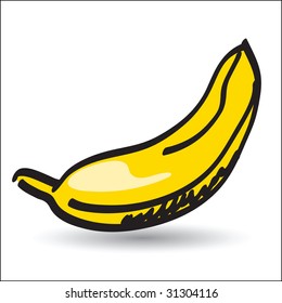 Yellow banana editable vector