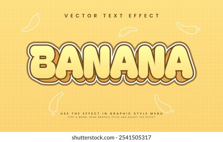 Yellow banana editable vector text effect, suitable for banana fruit theme.