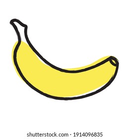 Yellow banana food sweet fruit fun nice. Raw vegan vegetarian food. Suitable for print, web, banner, poster, invitation, postcard. Inspiration menu, recipe. Hand drawn vector art. Sweet deserts. 