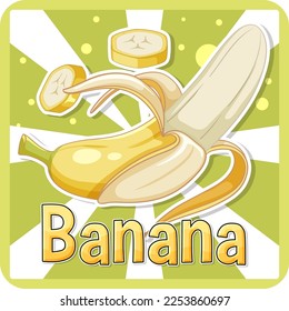 Yellow banana fruit with background illustration