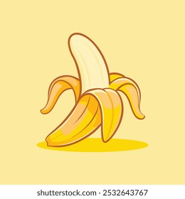 Yellow Banana Fruit Cartoon Vector Icon Illustration.