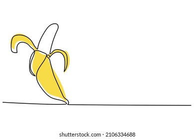 yellow banana fruit continuous flat drawing. vector illustration 
