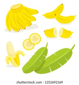 Yellow Banana And Green Leaf