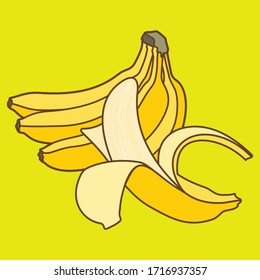 Yellow Banana isolated. Flat style vector illustration.