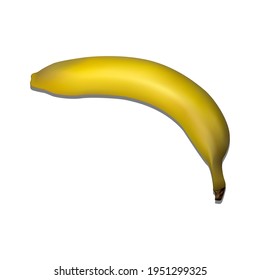 Yellow Banana Isolated on White Background, View from Above. Vector Illustration