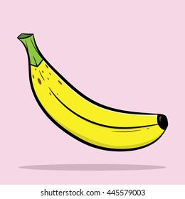 Yellow banana on a pink background.  