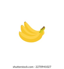 Yellow banana on white background with green tip.