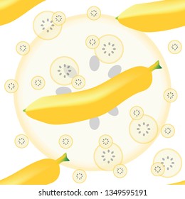 Yellow banana on a white background,Pattern seamless