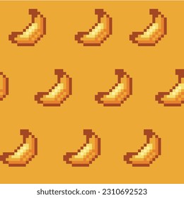 Gelbes Bananenmuster im Stil der Pixelkunst