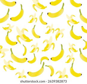 Yellow banana pattern vector illustration. Good for banner, poster, greeting card, party card, invitation, template, advertising, campaign, and social media.