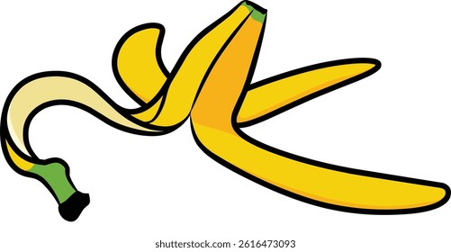 Yellow banana peel isolated on white background