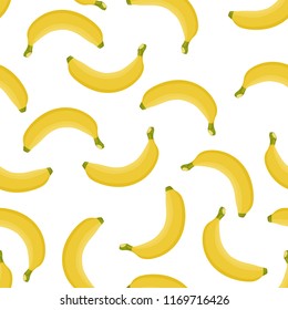 Yellow Banana seamless pattern. Ripe bananas isolated on white background,Yellow fruit,Vector illustration