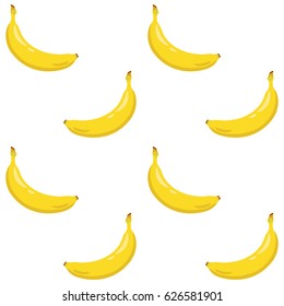 Yellow banana seamless pattern. Sweet tropical fruit. White background. Vector illustration.