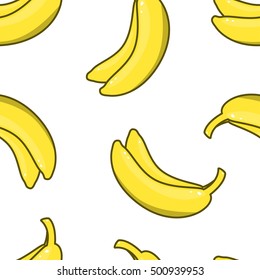 Yellow Banana seamless pattern. Vector illustration.