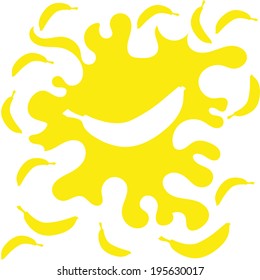 Yellow, banana summer background with splashes