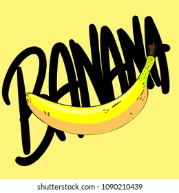 yellow banana . Typography poster with lettering inside.