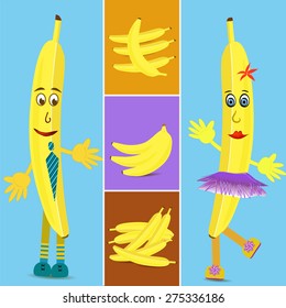 yellow bananas collage cartoon illustration 