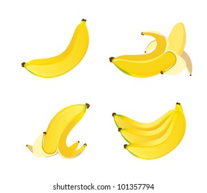 yellow bananas isolated over white background. vector illustration