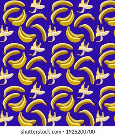 Yellow bananas on a blue background - pattern

