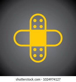 Yellow Bandage icon on black background.